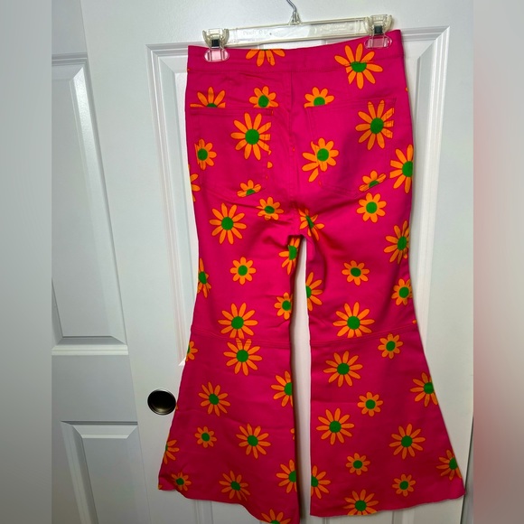 Free People Youth-quake Printed Crop Flare Jeans in Lipstick Combo NWT - Picture 9 of 9